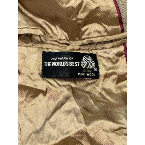 Vtg 90s Imperial by Haggar Wool Tweed Blazer Mens 44 L Regular Beige - Picture 5 of 9